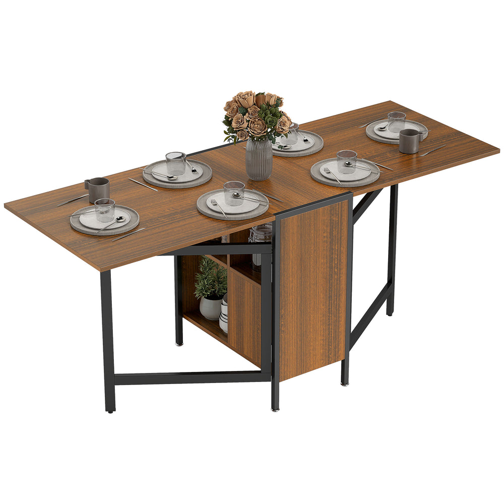 Table pliante multifonction avec étagères escamotables, marron
