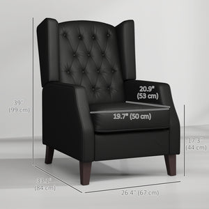 Fauteuil d'appoint moderne en similicuir avec rembourrage épais, noir
