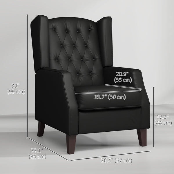 Fauteuil d'appoint moderne en similicuir avec rembourrage épais, noir