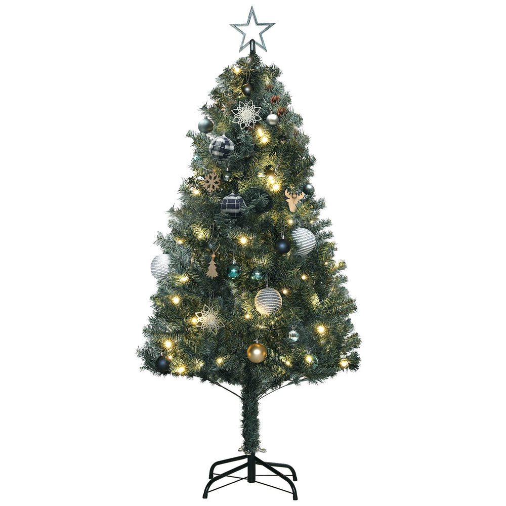 Sapin de Noël artificiel de 5 pieds avec 150 LED blanc chaud et décorations