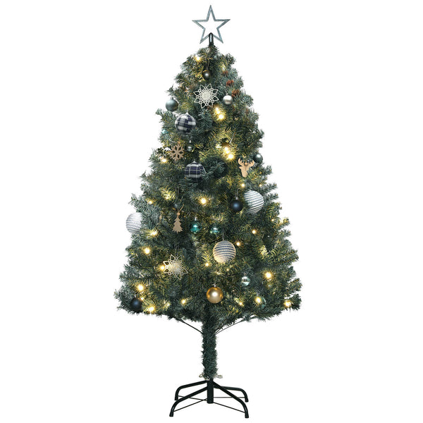 Sapin de Noël artificiel de 5 pieds avec 150 LED blanc chaud et décorations