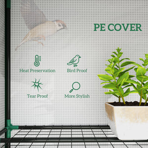 Lean-to greenhouse with 3 shelves, white