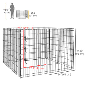 Foldable metal playpen with 8 panels