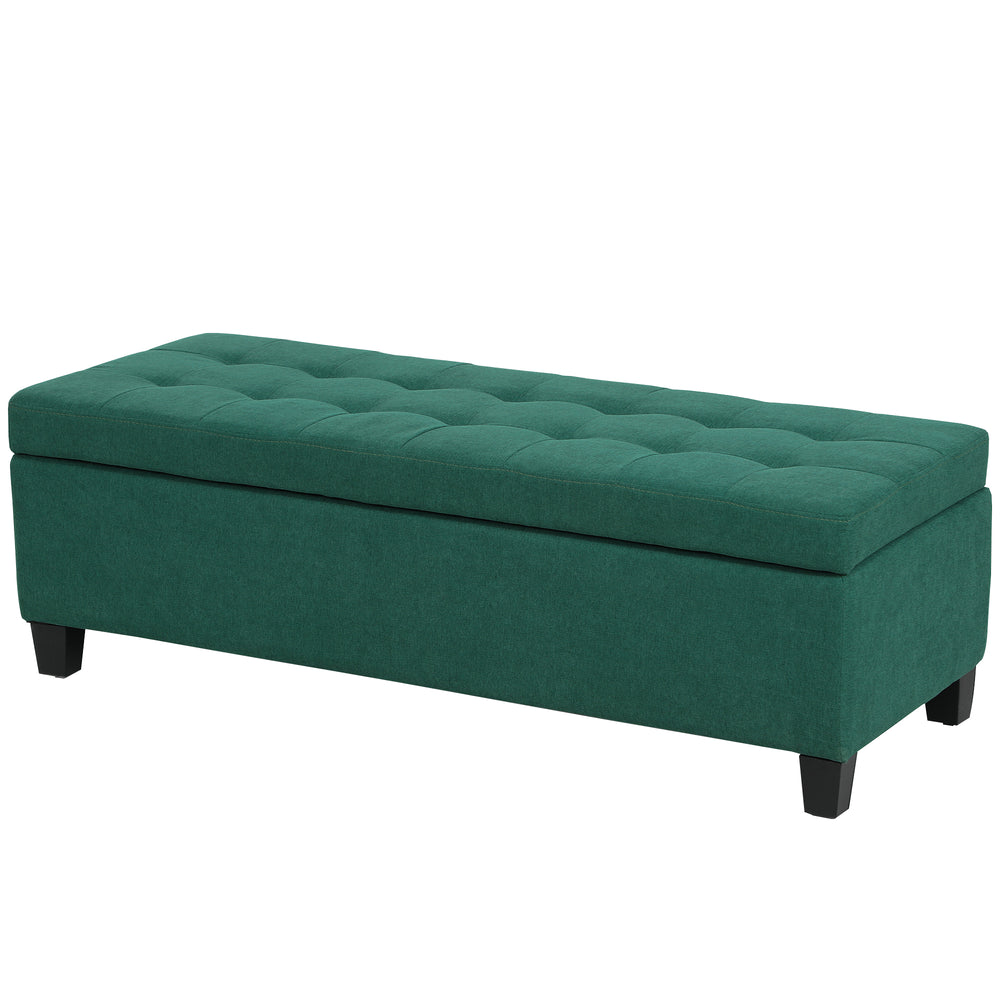 Banc d'entrée rectangulaire capitonné, vert foncé