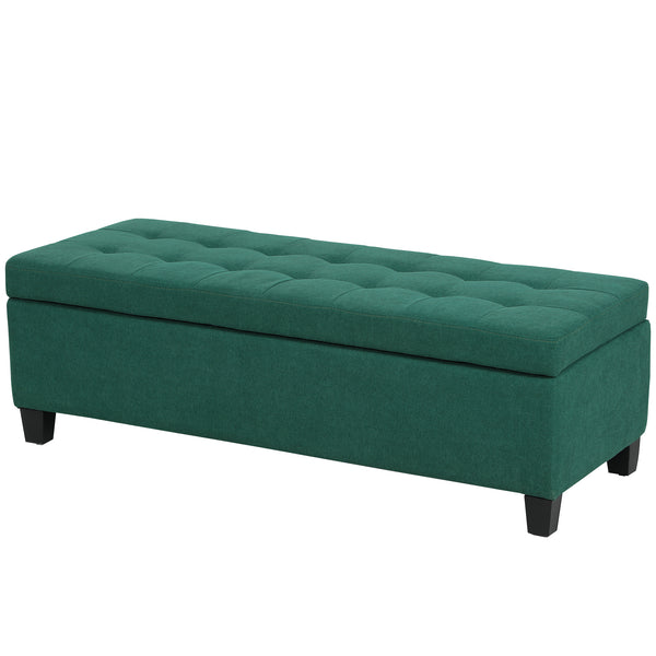 Banc d'entrée rectangulaire capitonné, vert foncé