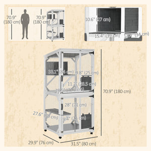 Enclos surélevé avec roulettes, résistant à l'eau, blanc et gris