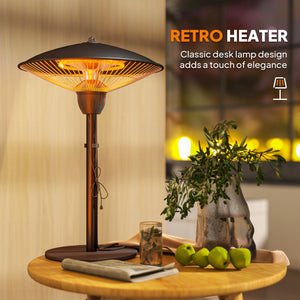 Chauffage de terrasse électrique 1500 W avec protection anti-basculement, noir