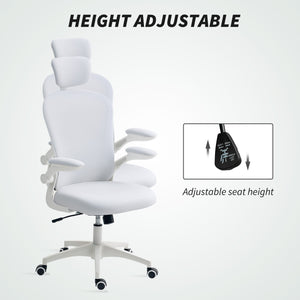 Mesh Office Chair with Adjustable Headrest, 4D Lumbar Support, Flip-up Armrests, White