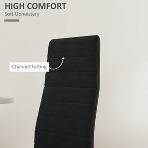 Set of 4 modern chairs with high padded backrest and metal legs, black