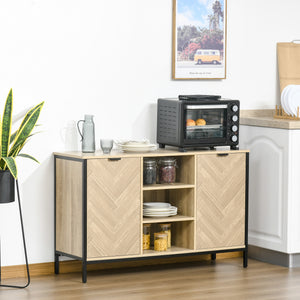 Sideboard Buffet Storage Cabinet Cupboard with 2 Doors and Adjustable Shelves for Dining Room, Kitchen, Living Room, Oak Tone