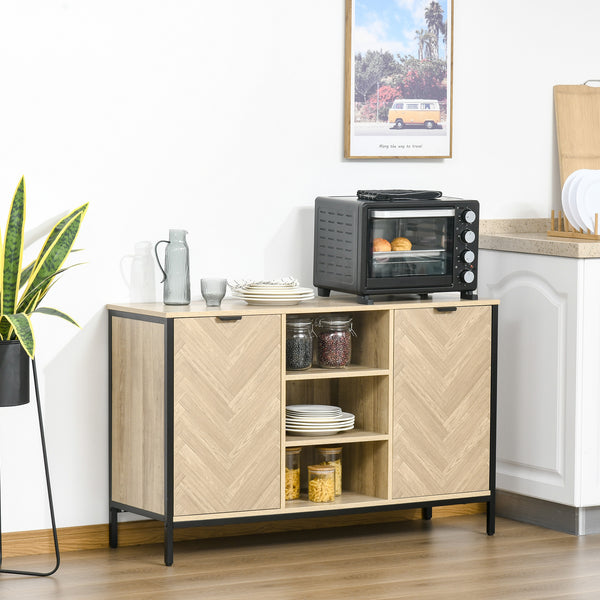 Sideboard Buffet Storage Cabinet Cupboard with 2 Doors and Adjustable Shelves for Dining Room, Kitchen, Living Room, Oak Tone