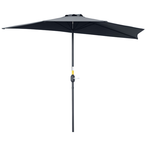 Parasol demi-rond de 9 pieds, gris
