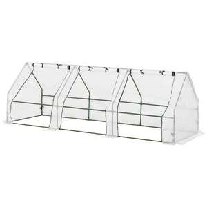 Portable mini outdoor greenhouse with large zippered doors