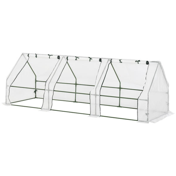Portable mini outdoor greenhouse with large zippered doors