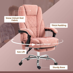 Reclining massage office chair with adjustable height and footrest, pink