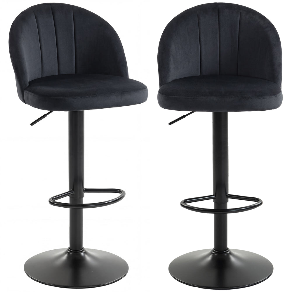 Ensemble de 2 tabourets de bar pivotants avec repose-pieds, noirs