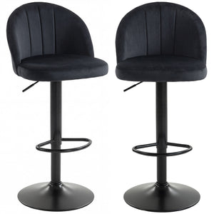 Ensemble de 2 tabourets de bar pivotants avec repose-pieds, noirs