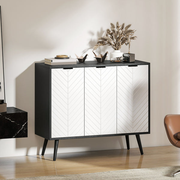 Buffet moderne avec étagères réglables et 3 portes, noir