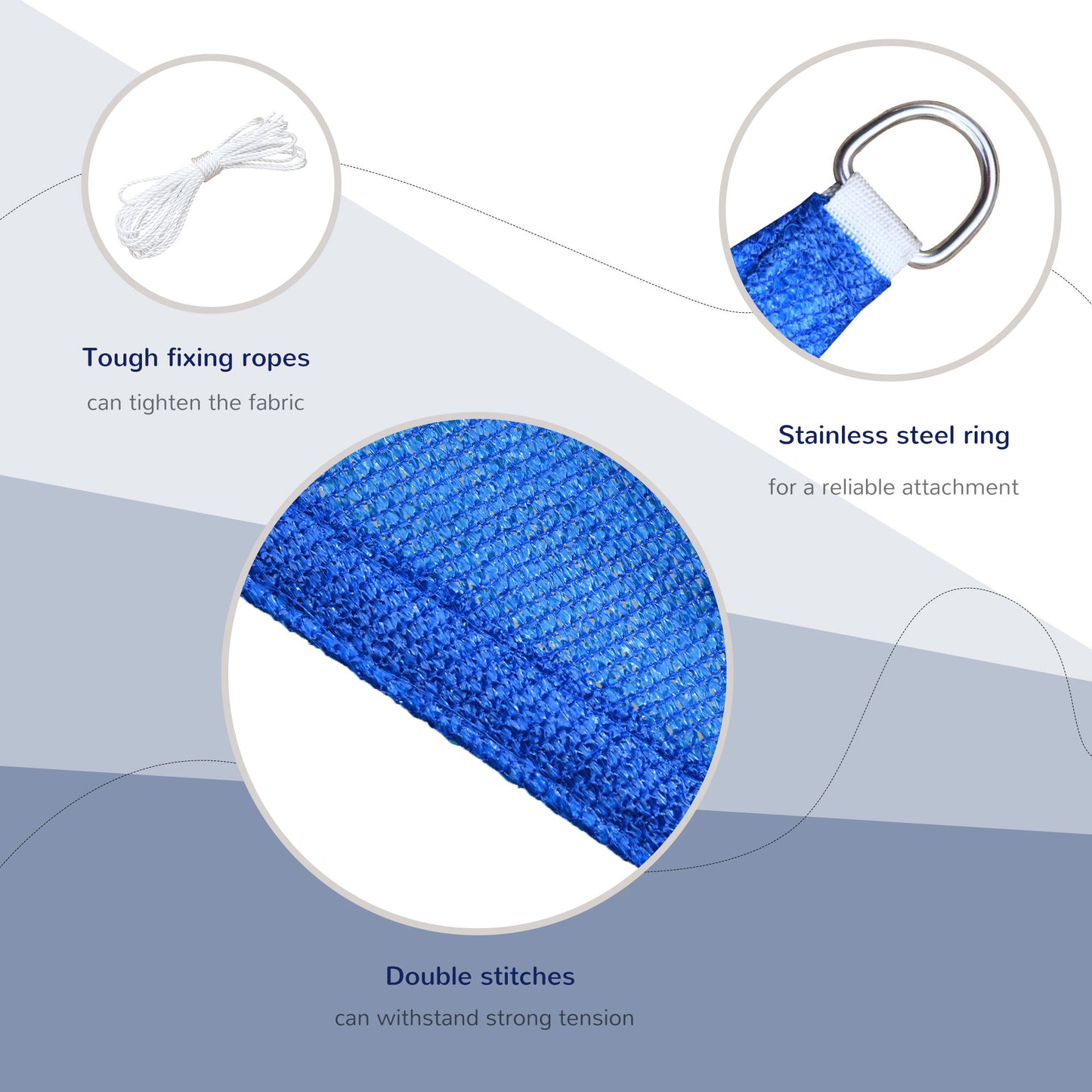 Voile d’ombrage triangulaire extérieur – 16,4’ (5 m) avec sac de transport, Bleu