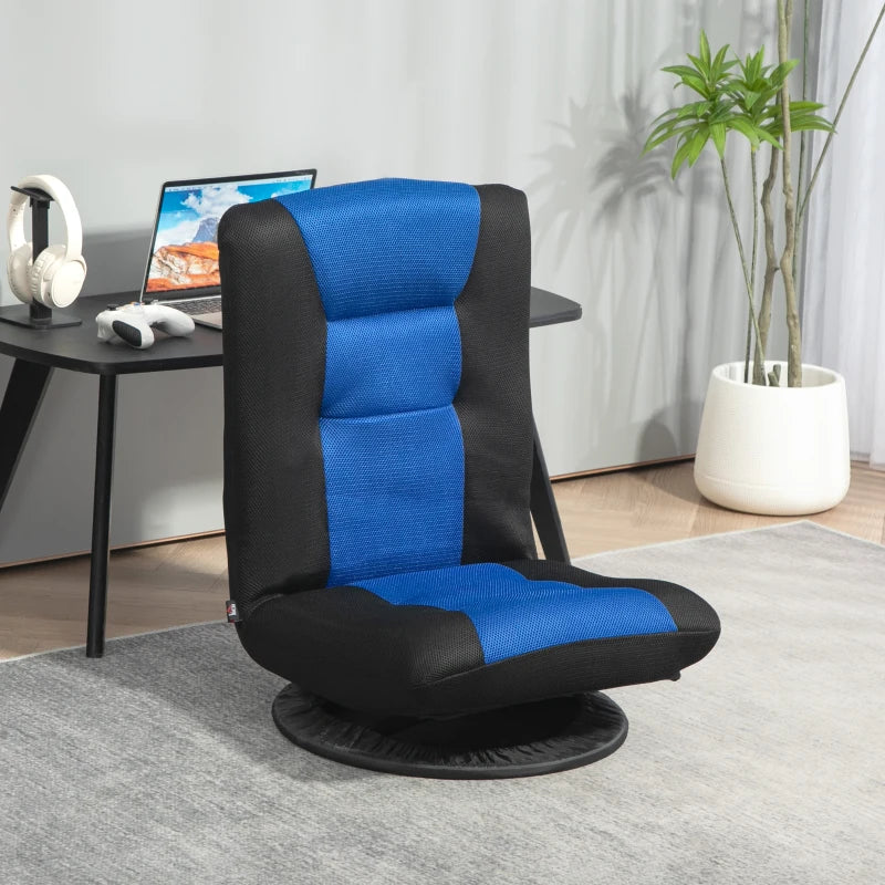 Chaise de sol pliante pivotante à 360 degrés, réglable sur 6 positions, bleu