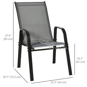 Lot de 4 chaises de salle à manger d'extérieur, robustes et empilables, avec accoudoirs, gris foncé
