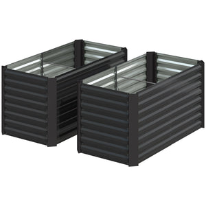 Ensemble de 2 jardinières surélevées en métal galvanisé, gris foncé