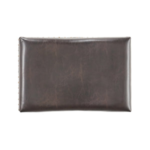 Ensemble de 2 tabourets de bar contemporains cloutés, siège selle en bois d'hévéa, marron