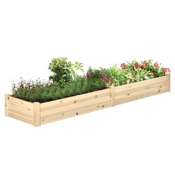 Jardinière surélevée en bois avec 2 bacs à fleurs et doublure en tissu non tissé