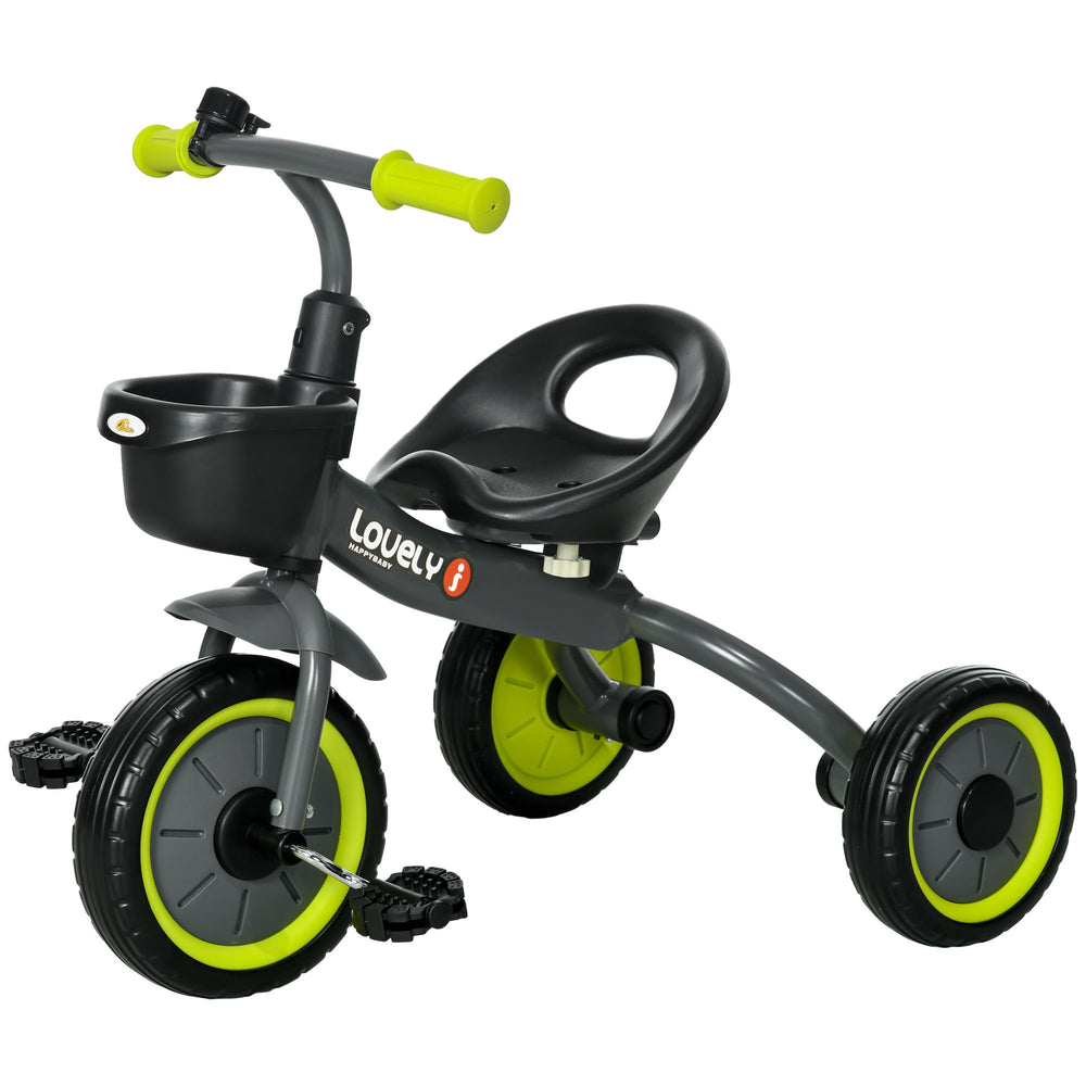Tricycle for Girls and Boys 2-5 Years Old, Toddler Bike with Adjustable Seat, Basket, Bell, Black