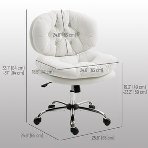 Office chair without armrests with a wide, padded seat, cream white