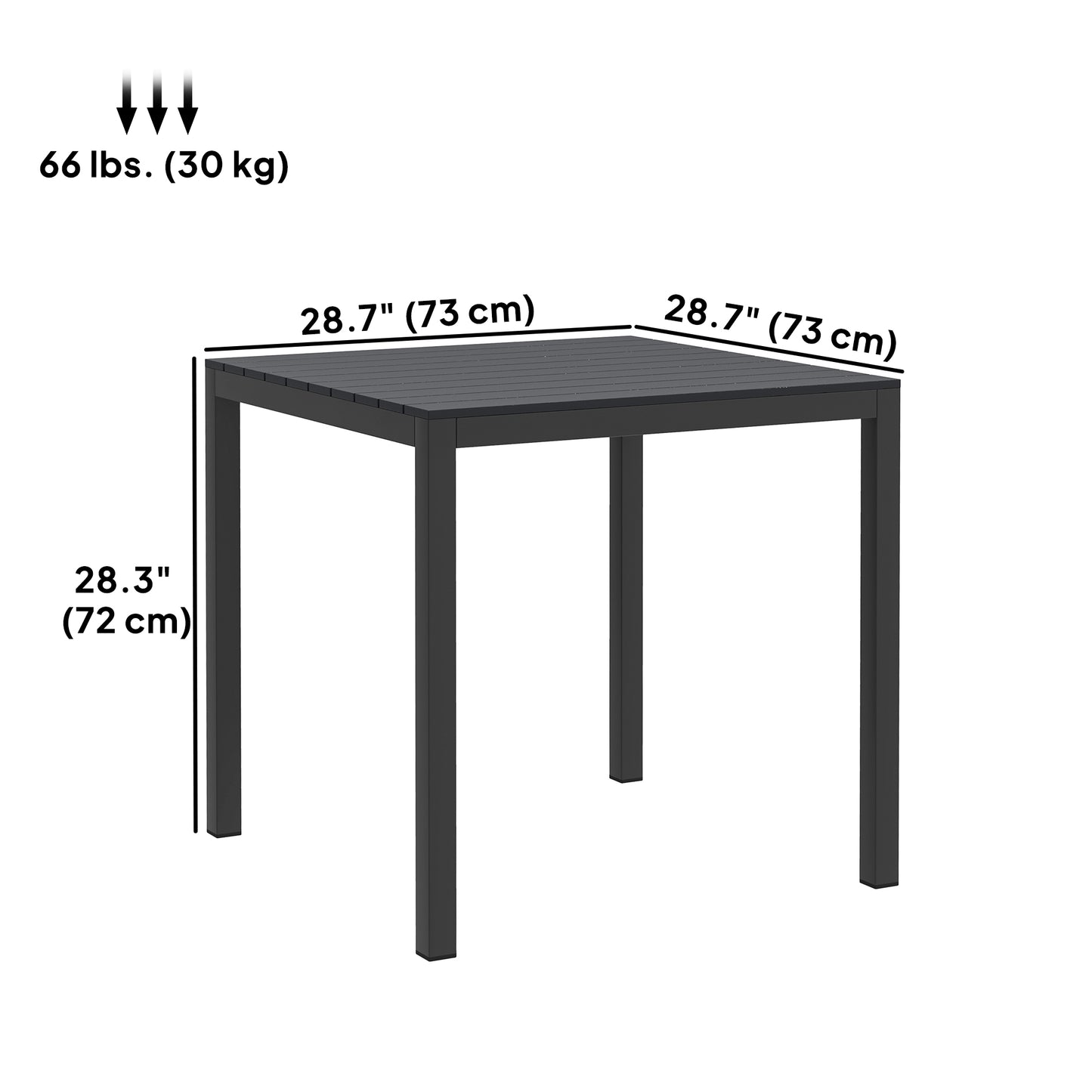 Outsunny Square Outdoor Dining Table for 4 People with Steel and Aluminum Frame, Black