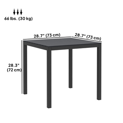 Outsunny Square Outdoor Dining Table for 4 People with Steel and Aluminum Frame, Black