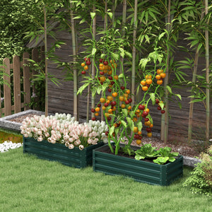 Lot de 2 jardinières surélevées galvanisées, vertes