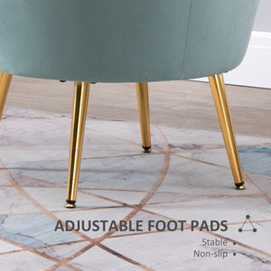 Fauteuil d'appoint lotus en tissu velours avec pieds en métal doré, vert