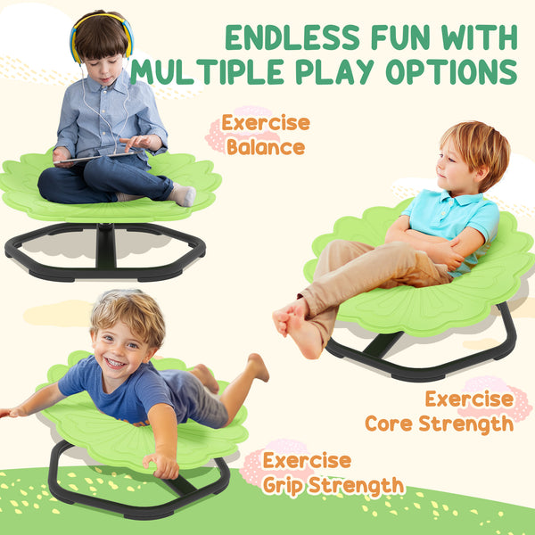 Chaise pivotante en forme de fleur pour enfants, verte