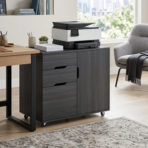 Filing Cabinet with File Drawer File Cabinet with Adjustable Shelf and 3 Drawers Black