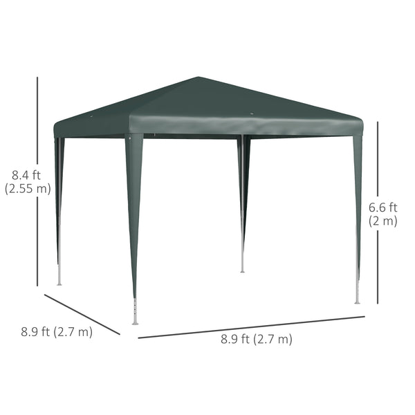 9' x 9' Portable Canopy Party Tent Gazebo Outdoor Sunshade for Weddings Parties with Dressed Legs, Dark Green