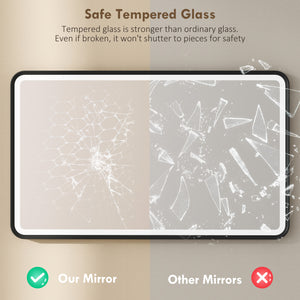 HOMCOM 101.6 x 61 cm bathroom mirror with LED lighting, wall-mounted, 3 colors, dimmable, horizontal/vertical format, black