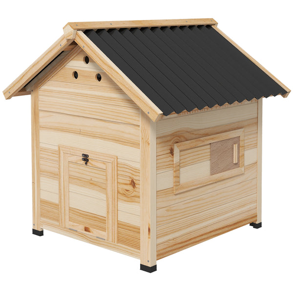 Wooden duck house with opening roof and double door