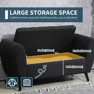Banc de rangement rembourré avec accoudoirs, noir