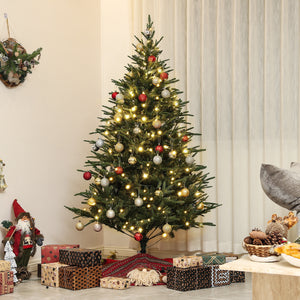 Sapin de Noël artificiel pré-éclairé de 6 pieds avec 1 022 branches et LED blanc chaud