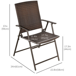Ensemble de 2 chaises de jardin en résine tressée, marron