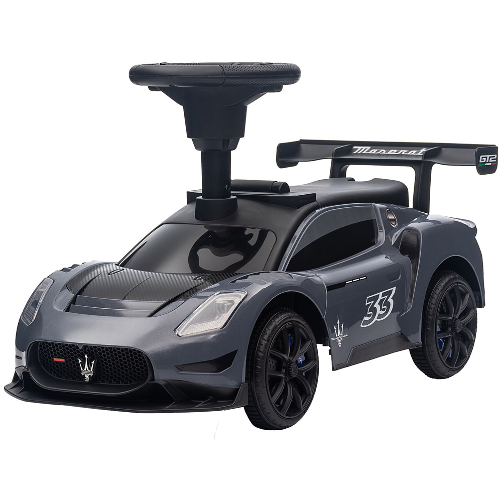 Licensed Maserati GT2 Ride-On Car with Storage, Music, Horn &amp; Footrest for Toddlers 18-60 Months, Grey