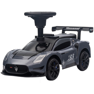 Licensed Maserati GT2 Ride-On Car with Storage, Music, Horn &amp; Footrest for Toddlers 18-60 Months, Grey