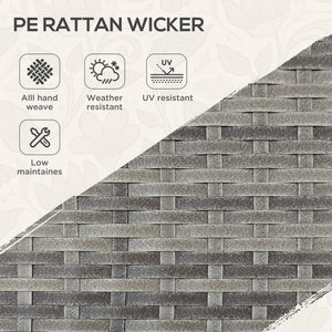 Chariot de service de jardin en résine tressée PE avec étagère à 2 niveaux, gris chiné