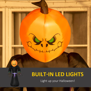 Homcom Décoration gonflable d'Halloween de 2,1 m, Faucheuse de citrouilles, Affichage LED d'extérieur