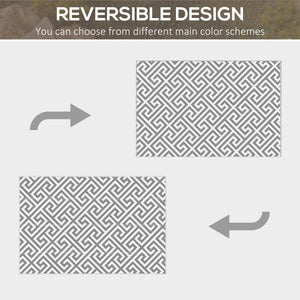 Tapis d'extérieur réversible, gris et blanc