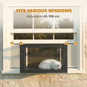 Enclos extérieur pour chat réglable avec toit étanche pour fenêtre, 61 x 47 x 41 cm, noir et blanc