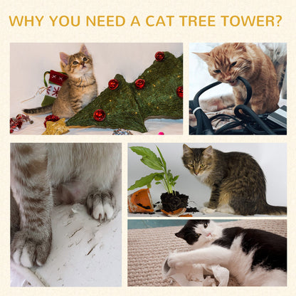 79" Cat Tree with Kitten Scratching Post, Activity Center and Toys Beige