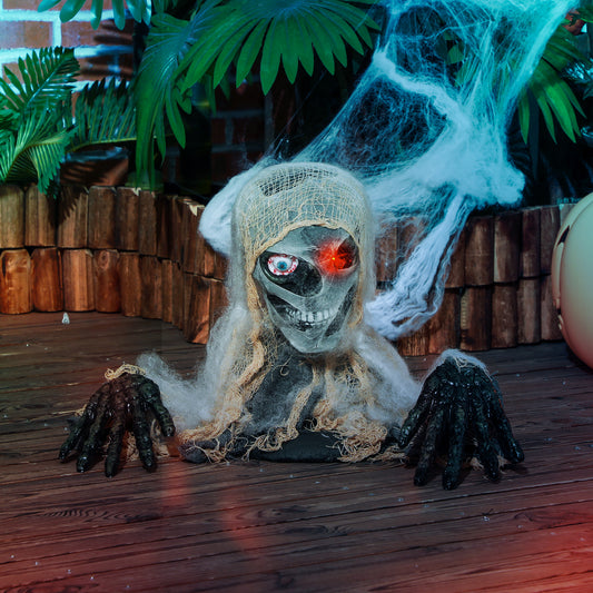 Momie animée d'Halloween avec yeux LED lumineux